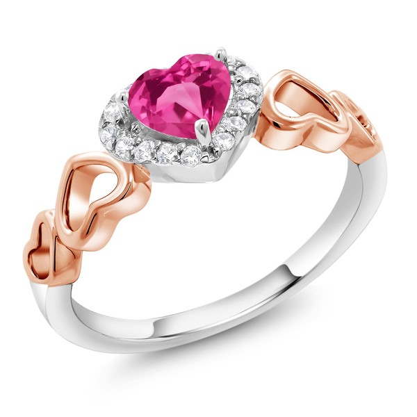 Gem Stone King 925 Sterling Silver 2-Tone Heart Shape Pink