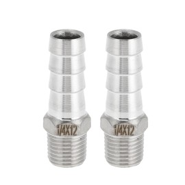INFINAUTO Stainless Steel Barb Fittings, 15/32" Barb 1/4 BSPT Male Hose Barb Tubing Connector for Air Water Oil Gas Fuel, 2 Pcs