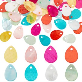 PH PandaHall 80 Pieces 8 Colours Natural Shell Pendants, Teardrop Shell Charms Beads Water Drop Shell Beads Pendants for Crafts, Home Decoration, Necklace, Bracelet, Earrings, Shell