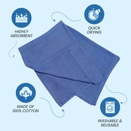 SupremePlus Premium Blue Huck Towels – (12 Pack) 15 x 27 inches 100% Cotton Bulk Towel for General Cleaning, Auto Shop, and Hospital Use, Super Absorbent, Machine Washable Cloth