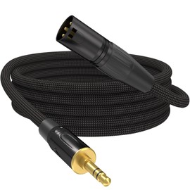 HOSONGIN XLR Male to 3.5mm TRS Male Unbalanced Cable, 1/8 inch Mini Jack TRS Stereo Cable to XLR Mic Cord Adapter, Nylon Braided for Cell Phone, Microphone, Mixers Console - 6FT
