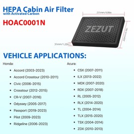 Filtro de aire de cabina de carbón activado estructurado de panal, duradero y resistente, repuesto para Honda Accord/Civic/Odyssey/CR-V y MDX/TSX/TLX/RDX (1 unidad)