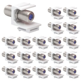 VCE Coax Keystone Jack Insert 3GHz Coaxial Cable Connector, F-Type RG6 Cable Extender Female to Female for Wall Plate and Patch Panel, Nickel-Plated, 20-Pack