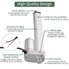 EYPINS Linear Actuator Motor 1000N 10 Inch DC 12V,Heavy Duty Electric Stroke Actuator Motor,IP54 Low Noise Lift Linear Actuator for Auto Car RV Opener Lift Tables Equipment