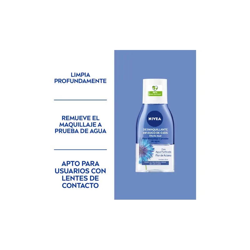 Nivea desmaquillante facial bifásico de ojos con biotina y flor