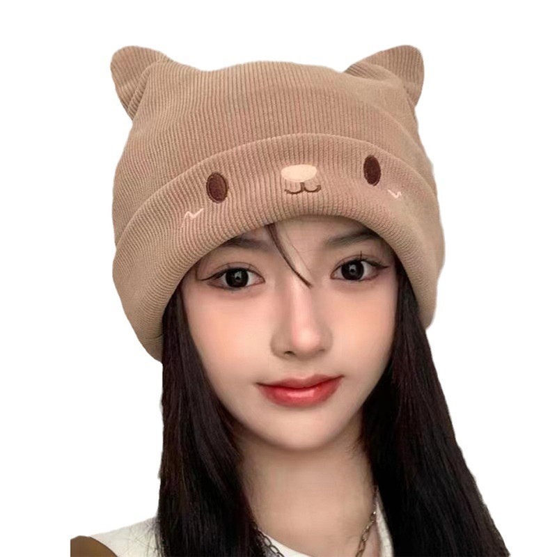 PTILSERY Cute Woollike Knitted Hat Cat Ears Womens Lady Girl
