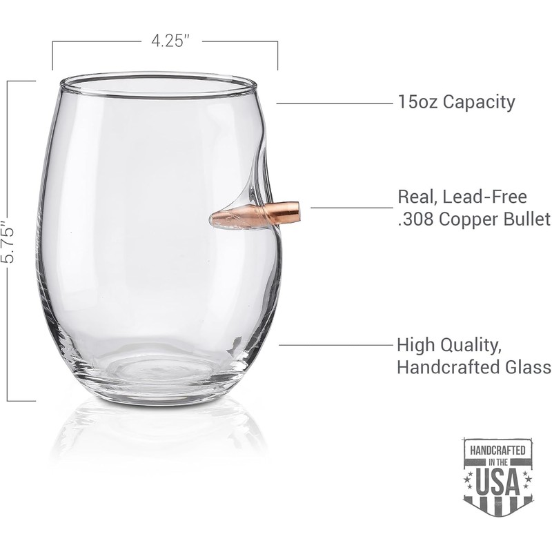BenShot Bulletproof Wine Glass with real bullet