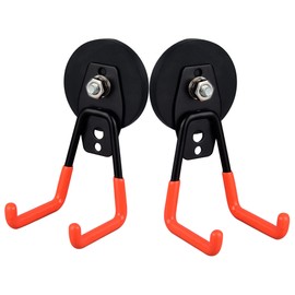 MUTUACTOR Heavy Magnetic Hook, Magnetic Storage Hook with Double Hooks, 2 Pack Hanging Strong Metal Hook for Closet, Garage, Hooks