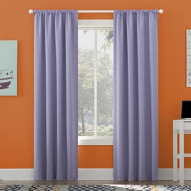 Sun Zero Jules Brushed Tonal Textured Total Blackout Rod Pocket Curtain Panel, 40" x 96", Purple