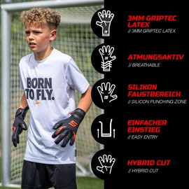 GRIPMODE Children's Goalkeeper Gloves with Fingersave Junior Red 2.0 - Goalkeeper Gloves with Individually Removable Finger Protection I Football Goalkeeper Gloves with Latex Coating for Good Grip -