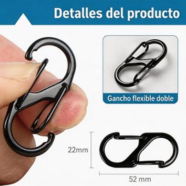 8 Piezas Mosquetones, Mosqueton Llavero, Mosquetones de Zinc Aleación, para Maletas, Bolsos De Montañismo, Bicicletas
