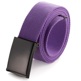 Up to 52 inch Waist Adjustable Belt with Robust Black Military Buckle (16 Colours and Combination Options) - purple