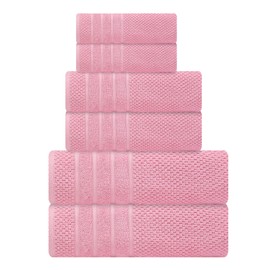Bath Towels Set-100% Cotton- 2 Bath, 2 Hand & 2 Washcloths-Large, Thick, Fluffy, Absorbent, Soft & Plush - Home, Gym, Spa, Hotel, Pool, Shower Towel -6 Piece Luxury Bathroom Towels - Light Pink /Pink