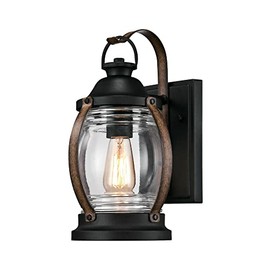 Westinghouse 6335100 Canyon One-Light Outdoor Wall Fixture, Textured Black and Barnwood Finish with Clear Glass
