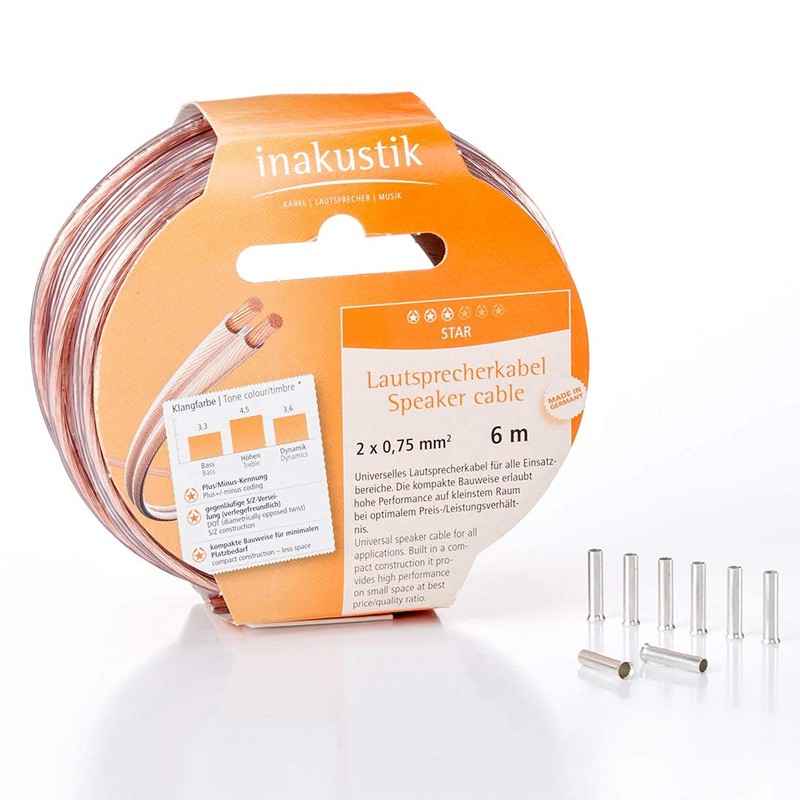 inakustik 003020006A Speaker Cable 6 m Transparent 2 x 0.75