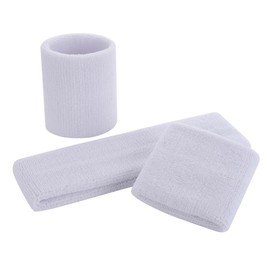 ONUPGO White Sweatband Set Sports Headband Wristband Set Sweatbands Terry Cloth Wristband Wrist Sweatband Headbands Moisture Wicking Sweat Absorbing Head Band