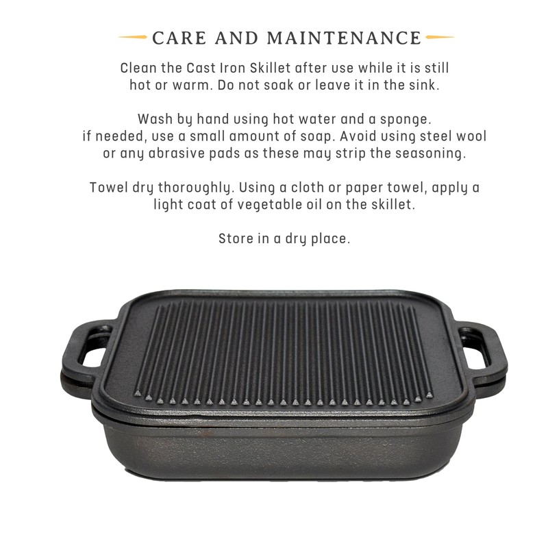 Rectangular double sided Cast Iron Griddle