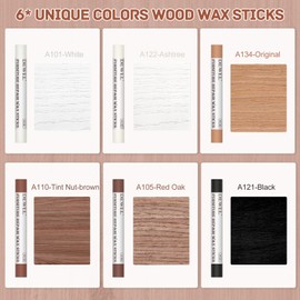 DEWEL Wood Filler Sticks, 6 Colors Wood Crayons for Scratches, Wood Floor Repair Wax Filler Sticks, Furniture Scratch Repair Crayons Kit for Wood Holes, Scratches, Table
