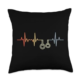 Retro Gymnastic Rings ECG Heart Rate Throw Pillow