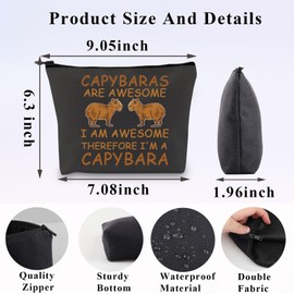 PLITI Capybara Makeup Bag for Capybara Lovers - Capybaras are Awesome Therefore I'm a Capybara Funny Rodent Gift, Awesome Capybara Bagblu, Fashionable