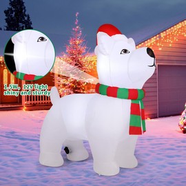 COMIN 4.4 FT Tall Christmas Inflatables Bear Outdoor Decorations Blow Up Xmas with Built-in LEDs for Christmas Indoor Outdoor Yard Lawn Garden Decor