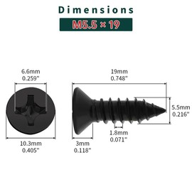 #12 x 3/4" Flat Head Wood Screws (50 pcs), 18-8 (304) Stainless Steel, Phillips Drive Flat Head Self Tapping Screws, Black Oxide Coated Sheet Metal Screws, Fayeploo (with Phillips Driver Bit)