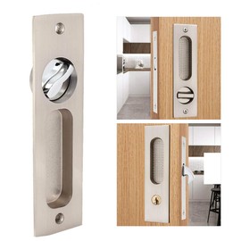 Cerradura de Puerta Corredera de Privacidad para Baño Manija Empotrada Invisible con Llave Doble Seguro de Puerta de Granero