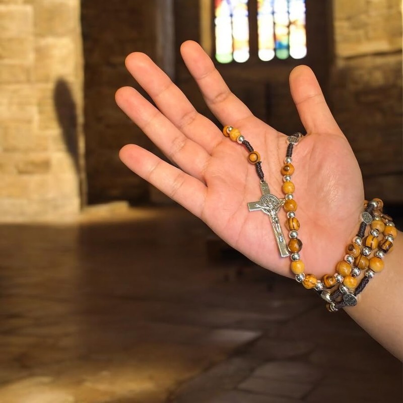 Saint Benedict Rosary/Necklace Handcrafted in Bethlehem & Jerusalem from holy