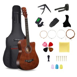 38inch Wood Acoustic Guitar, 6 Steel-String Acoustic Guitar With Guitar Bag, Elementary Tutorial of Folk Guitar for Beginners and Adults.