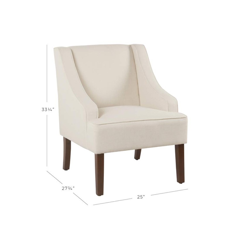 HomePop Upholstered Classic Swoop Arm Accent Chair Home Décor, Cream