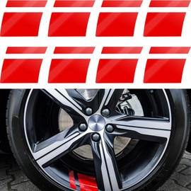 Tallew 8 Pcs Wheel Rim Decal Stripes Car Decals for 18-21 Inch Wheels Reflective Car Stickers 2.36 x 2.75 Inch Automotive Decals Hash Stripe Stickers Tire Rim Safety Decoration Accessories(Red)