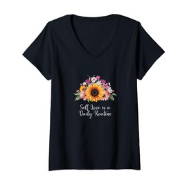 Womens Self Love Daily Routine Motivational Quote Hobby V-Neck T-Shirt