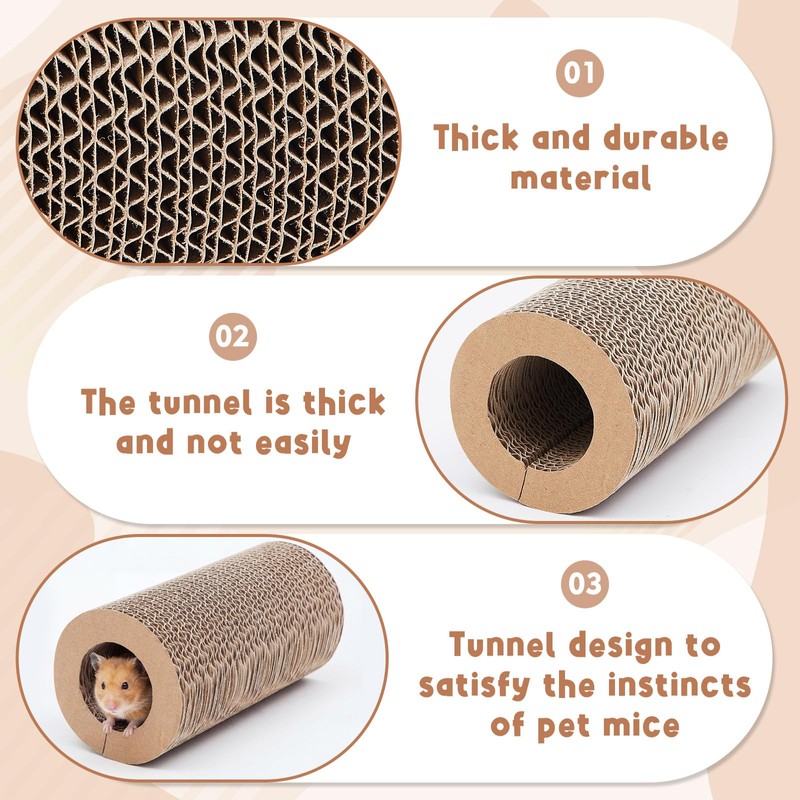 Dansydaisy 2 Pack Hamster Tunnel Tube Toy - 7.5" Natural