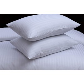 DTEX HOMES 2 Pillowcases Satin Stripes 100% Egyptian Cotton Envelope Closure Ultra Soft and Premium Quality Pillow Covers 50 x 90 cm (King Housewife-White)