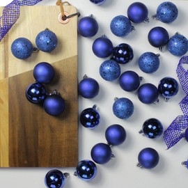 Northlight 96ct Royal Blue Shatterproof 4-Finish Christmas Ball Ornaments 1.5" (40mm)