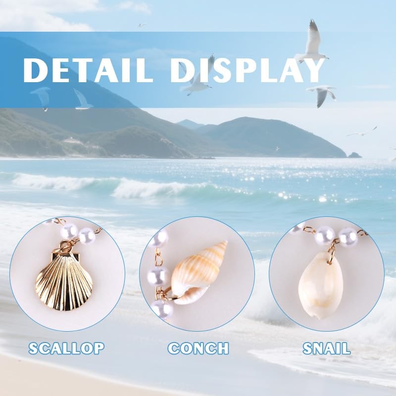Pearl Seashell Body Chain Boho Beach Waist Chain for Women