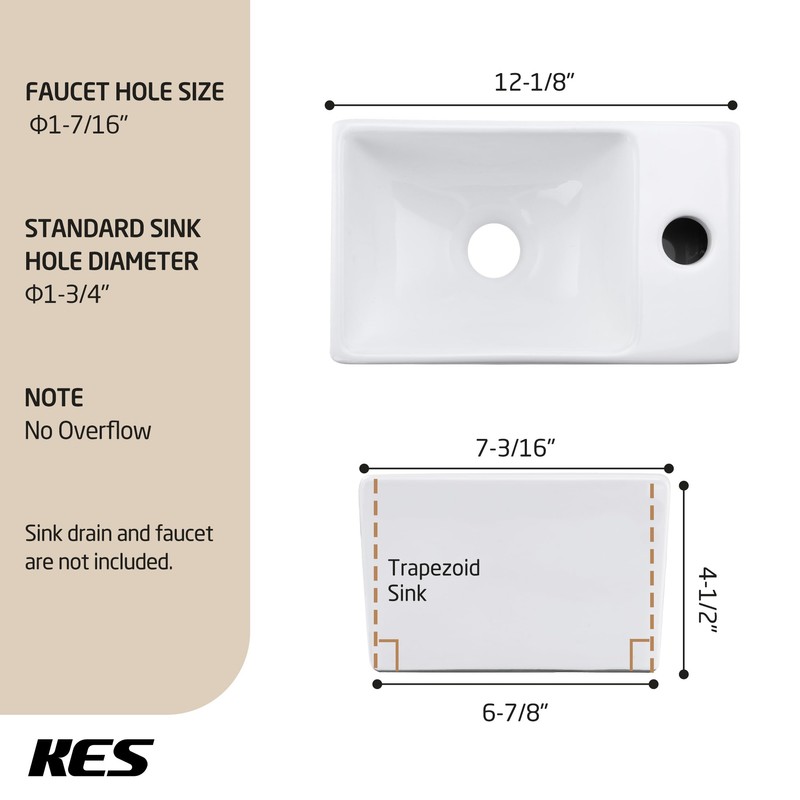 KES Small Vessel Sink, Floating Sink Bathroom 12" X 7"