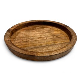Wooden Tray for Decor Medium Rustic Round Wooden Serving Tray 11" Inches - Handcrafted Mango Wood - Decorative Kitchen & Dining Table Platter - Brown GLOBAL CRAFT AND CREATIONS