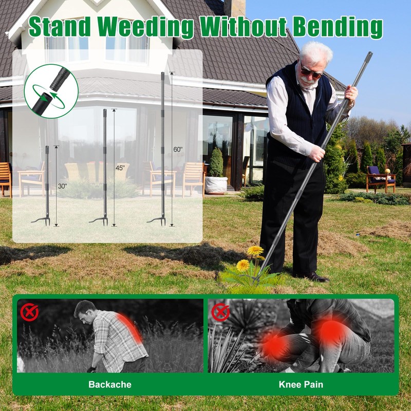 Weed Puller Tool, Stand Up Manual Weeder, Heavy Duty Garden