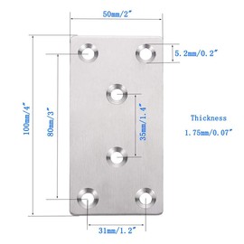 Iceyon 8pcs Mending Plates, Heavy Duty Flat Plate Bracket, Stainless Steel Straight Bracket for Furniture,Wood,Shelves,Cabinet with Screws (50X100mm/1.96X3.93inch)