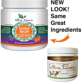 Daily Moisturizer 16 oz For Dry Itchy Skin, Psoriasis & Eczema Relief Contains Lanolin, Vitamins A, D & E, Aloe Vera, To Moisturize Face, Body, Dry Hands & Cracked Heels by Ultra Balm (Lemon)