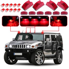 LBRST Replacement for Hummer H2 Red Cab Roof Lights Housing 2003-2009 for Hummer H2 SUT Cab Roof Top Clearance Marker LED Light Cab Marker Roof Running Lights w/ T10-6-3020-SMD Red LED Bulbs