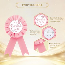 Snowflakes Grandma To Be Tinplate Badge Pin, Pink Rosette Snow Grandpa To Be Button Pin, Winter Snow Baby Shower Button Pin for Grandparents, Grandma Brooch Buttons for Gender Reveal/Welcome Baby Party to Wear