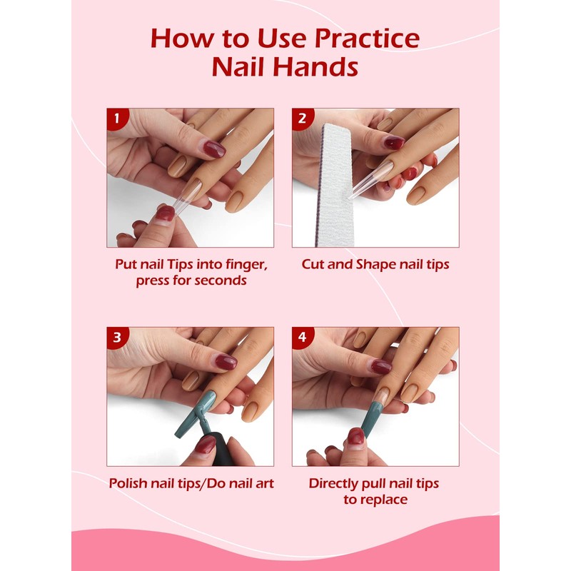 LIONVISON Practice Hand for Acrylic Nails, Silicone Nail Hand Practice,