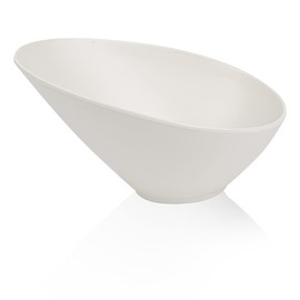 LOVYANXUE Bamboo Fiber Salad Bowls, 4 Packs Serving Bowls White, Compostable 33 Ounce Elegant White Angled Bowls for Salad, Pasta, Soup, Prep, Ideal for Home and Restaurant (White, 9.5Inch)