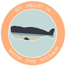 Athena Brands Whale My Heart is with The Ocean - Car Truck Window Bumper Graphic Sticker Decal - Sunset Orange