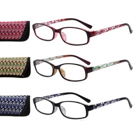 Eyekepper Readers 3 Pack of Womens Reading Glasses with Beautiful Pattern and Soft Case for Ladies +4.00