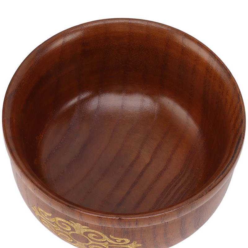 Wooden Rice Bowl Jujube Wood Anti Scald Exquisite Elegant Round