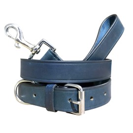 BRADLEY CROMPTON Genuine Leather Matching Pair Dog Collar and Lead Set M