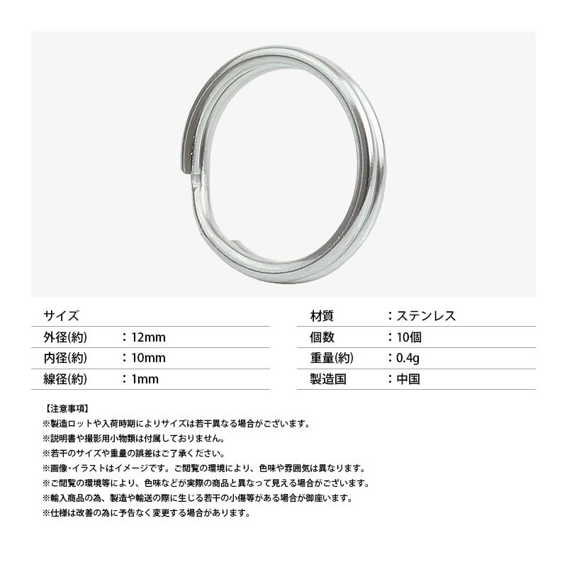 prendre PR-Q2-12-10ST Double Ring, Key Ring, Set of 10, Stainless